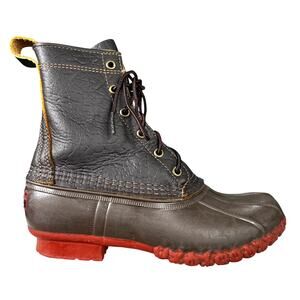 Rare L.L. Bean Women's Brown Leather Red Bottom Duck Boot Size US 7